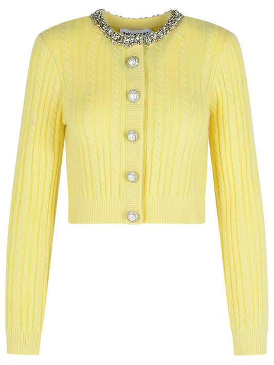 Self Portrait Yellow Alpaca Blend Cardigan Women