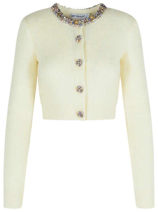 Self Portrait Cream Alpaca Blend Cardigan Women