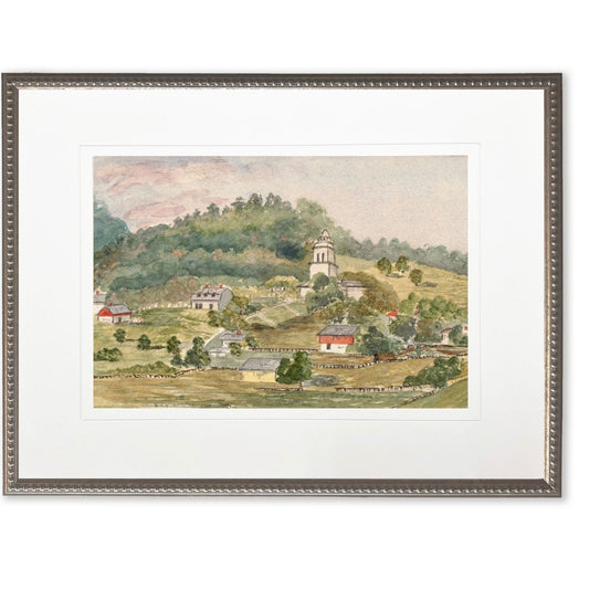 Town Landscape in Silver-Beaded Frame