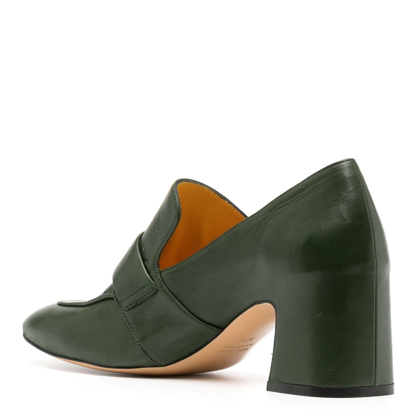 Green Leather Lock Heel Loafer