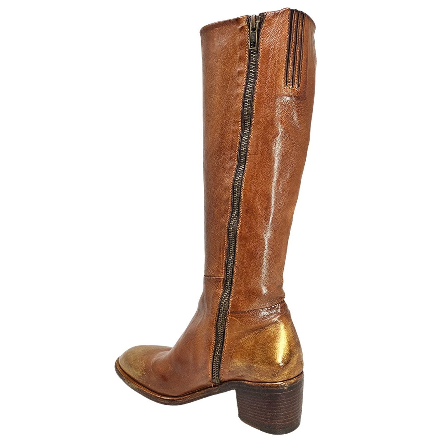 Cognac Tall Hand Rubbed Lock Boot