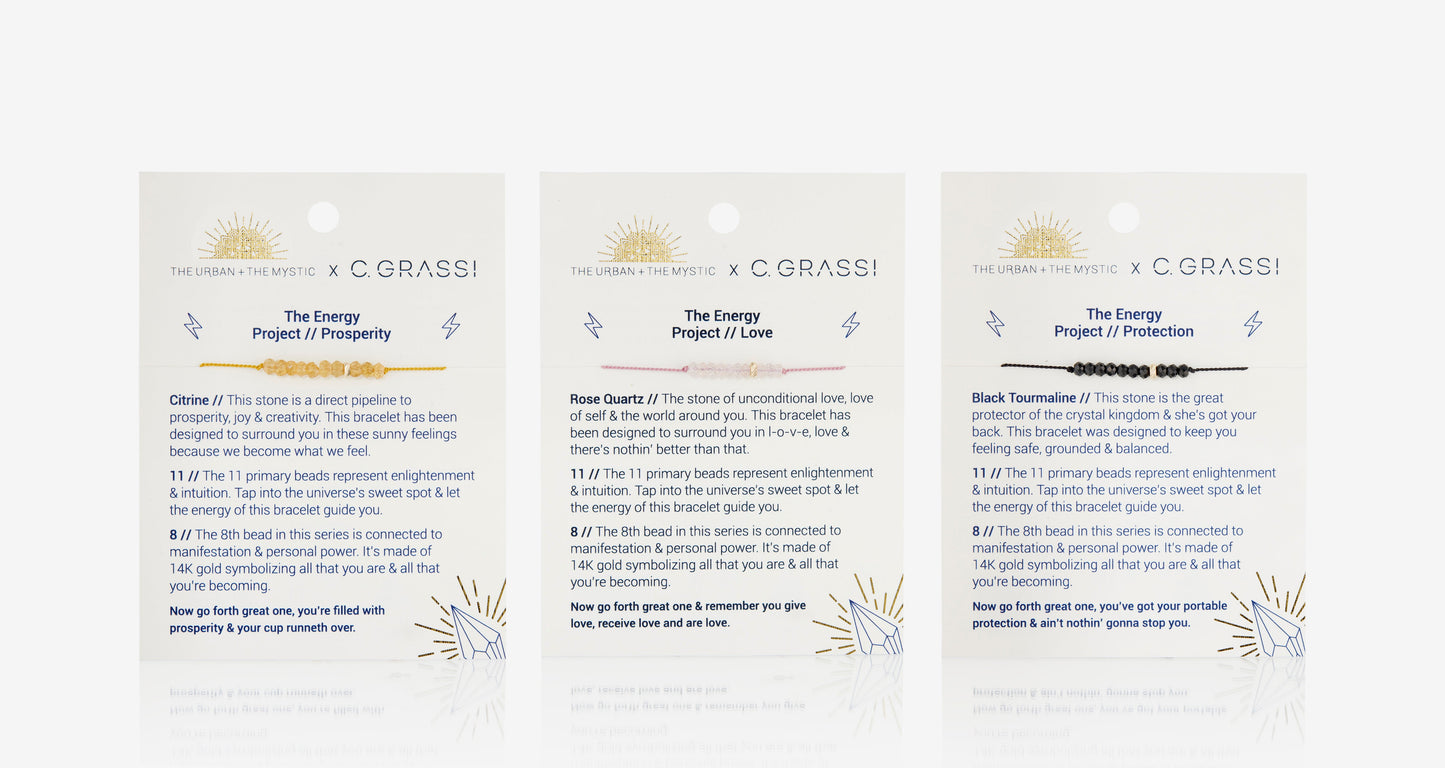 The Energy Project Bracelet – Love With Rose Quartz & Solid 14K Gold Bead