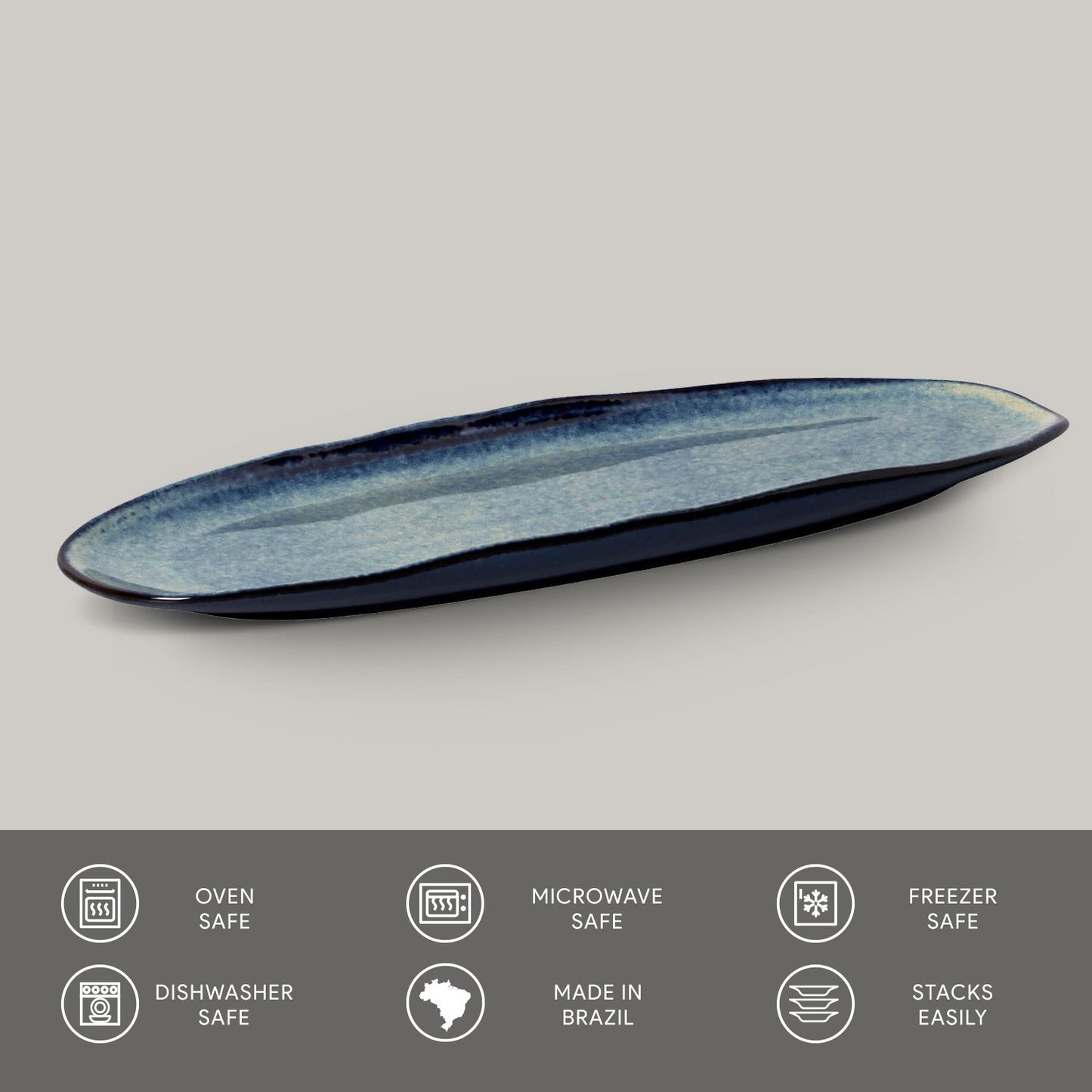 Shallow Organic Oval Platter Large Set of 4