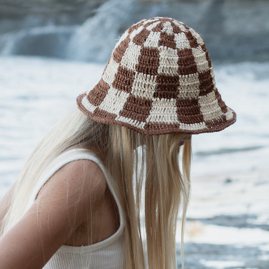 Summer Bucket Hat - Crocheted Checkered