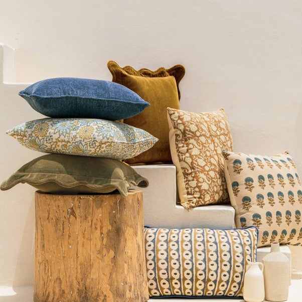 Floral Blockprint Pillow Cover