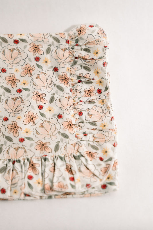 Primrose Garden | Timeless Floral Ruffle Zipper Pouch