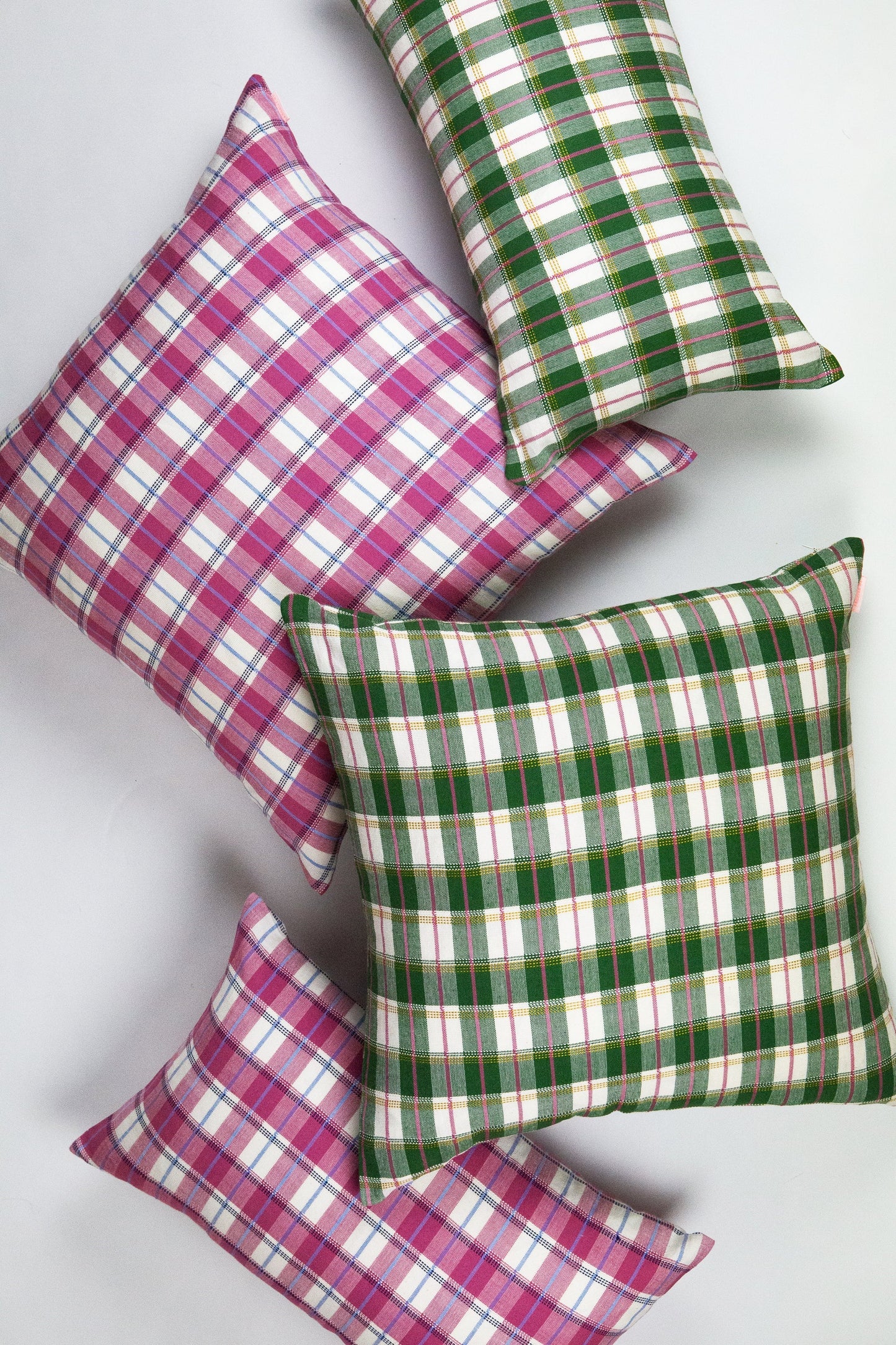 Archive NY San Andres Gingham Pink Lumbar Pillow