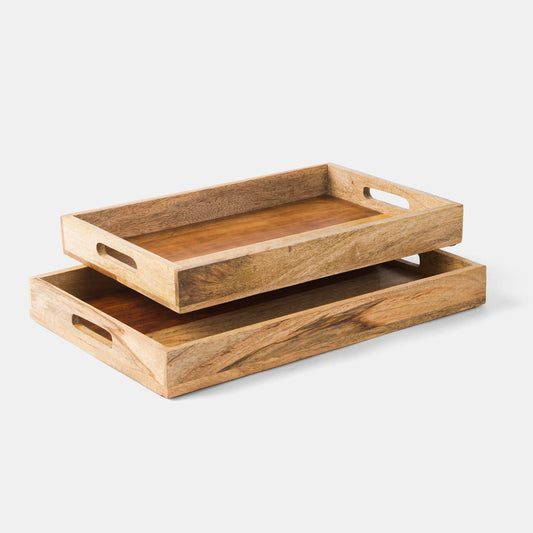 Rustic Elegance Two-Tone Serving Tray Set