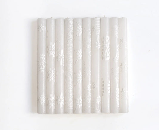 White on White Painted Candles