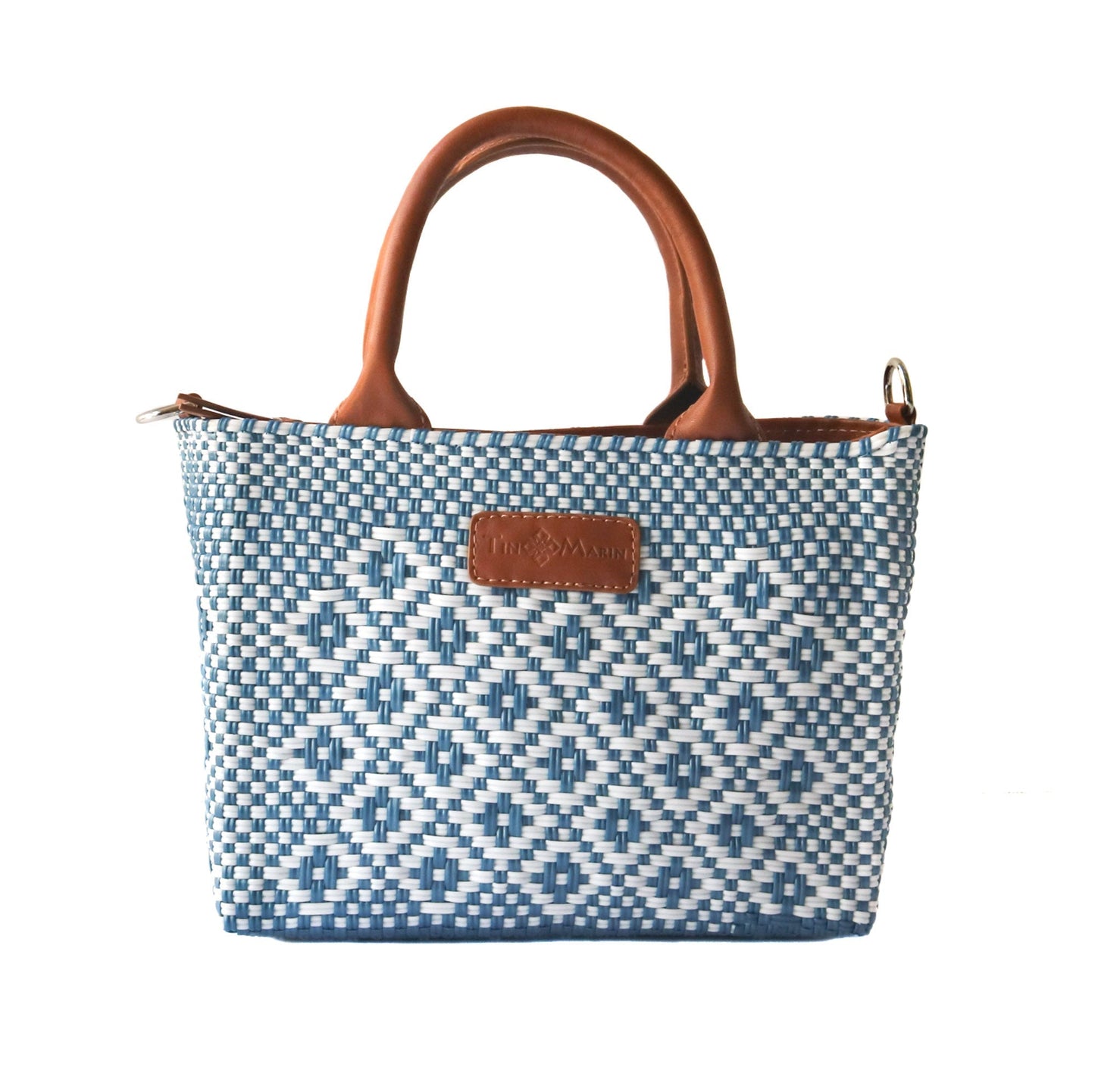 Marine Small Woven Crossbody Bag - Tan Leather