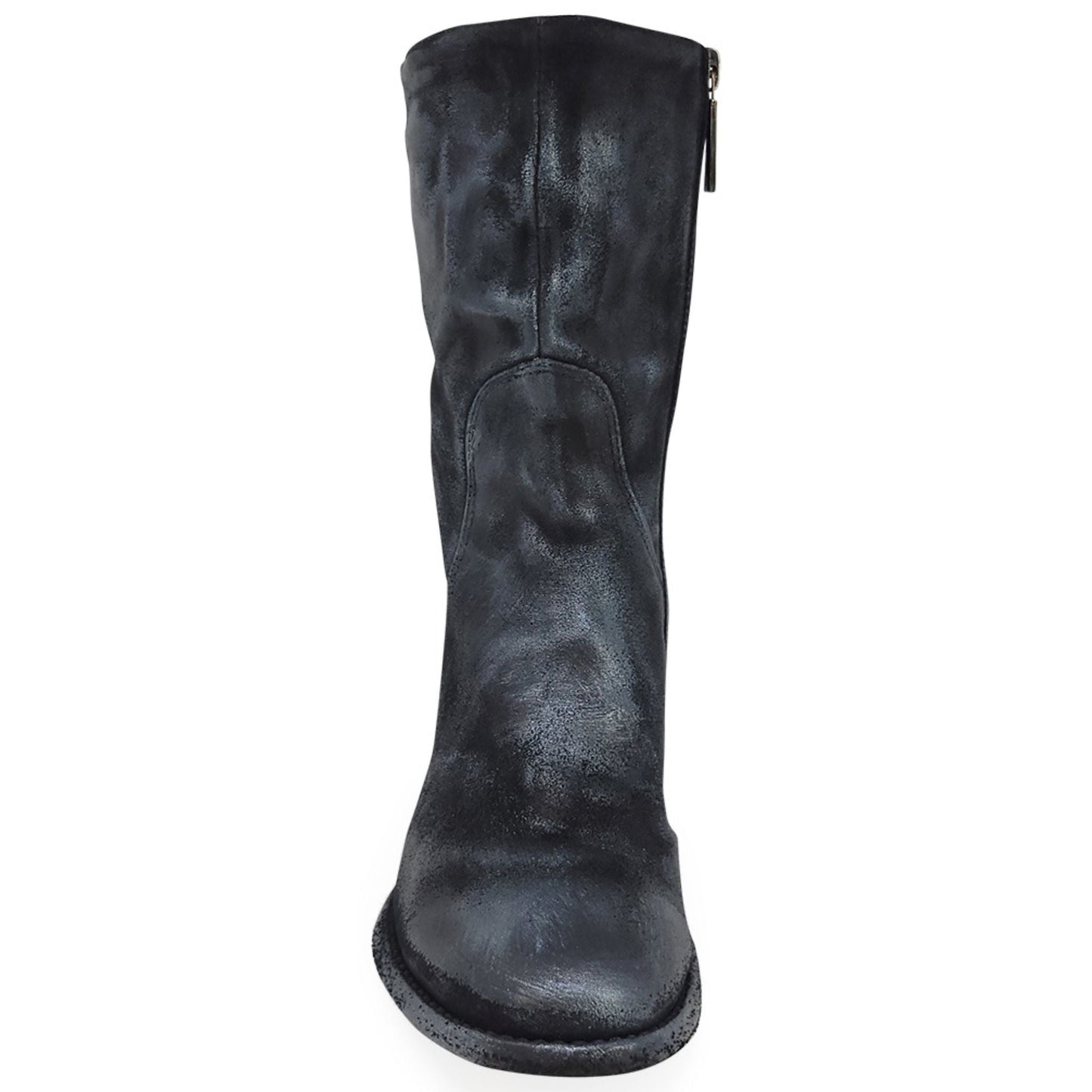 Silver Suede Metallic Mid Calf Boot