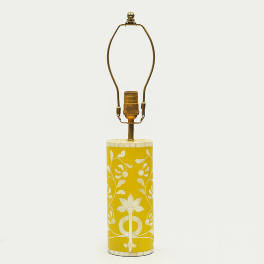 Floral Vines Inlay Yellow Table Lamp