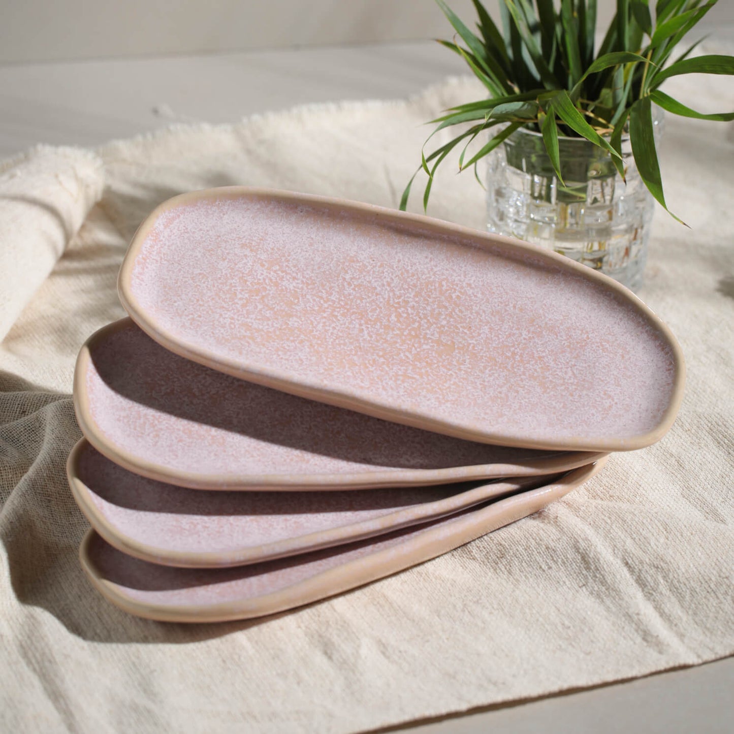 Shallow Organic Oval Platter Small Set of 4