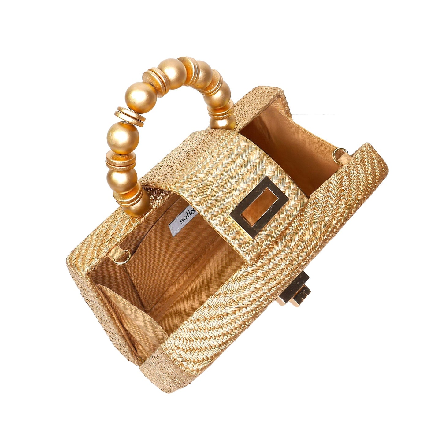 THE SERENA Gold Woven Straw Clutch Bag