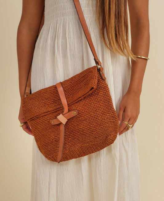 MINGA | Carmen Woven Crossbody Bag | Orange