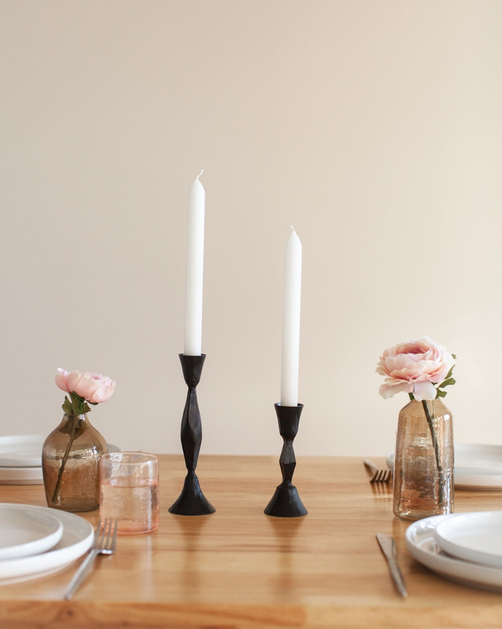 S/2 High Diamond Candlestands - Black Finish