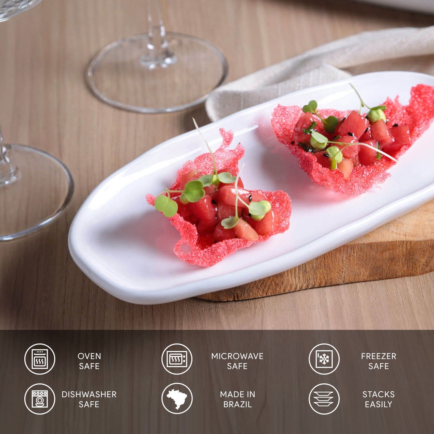 Shallow Organic Oval Platter Small Set of 4