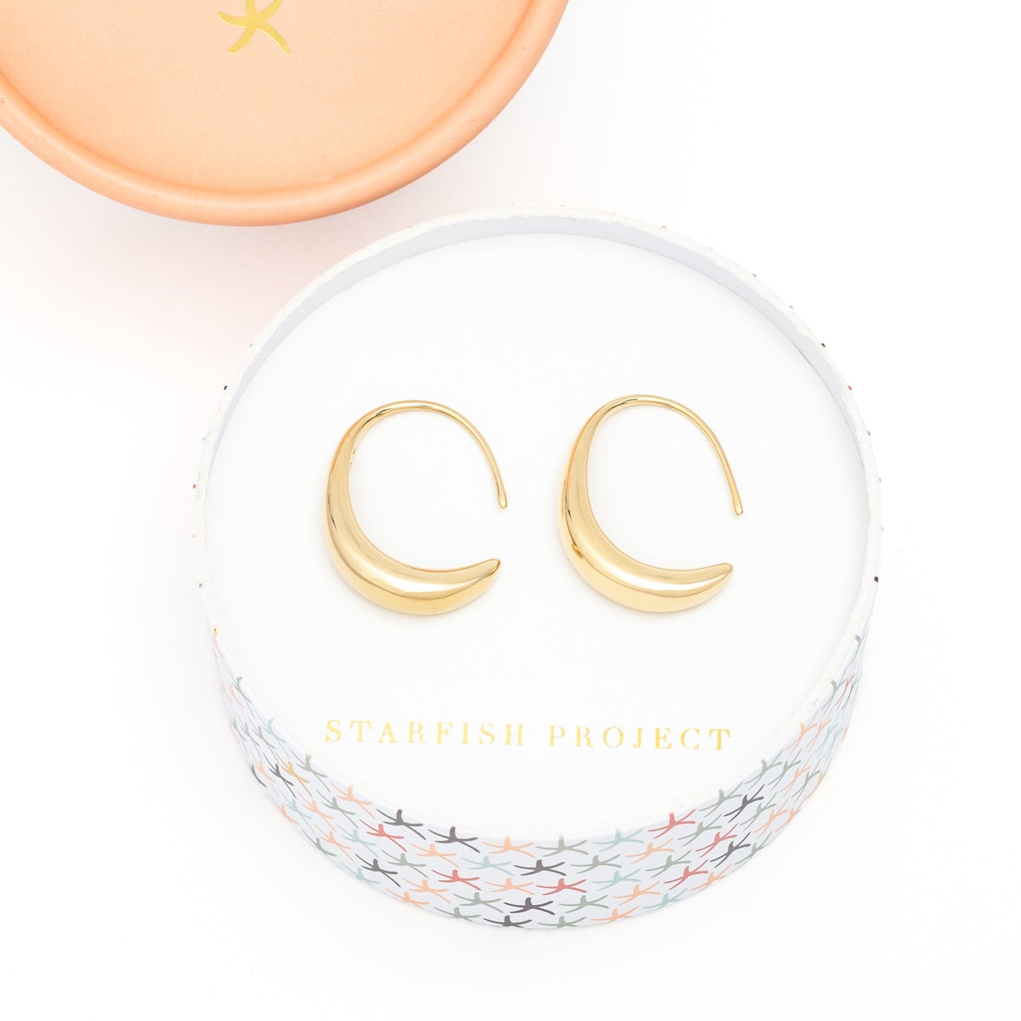 Crescent Moon Thread Drop Earrings in Gold