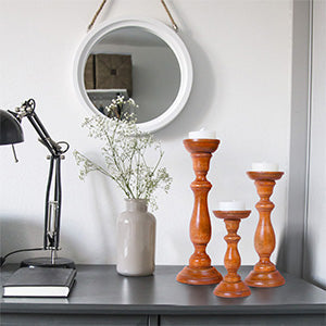 Tuli Earthy Brown Pillar Candle Holder Set