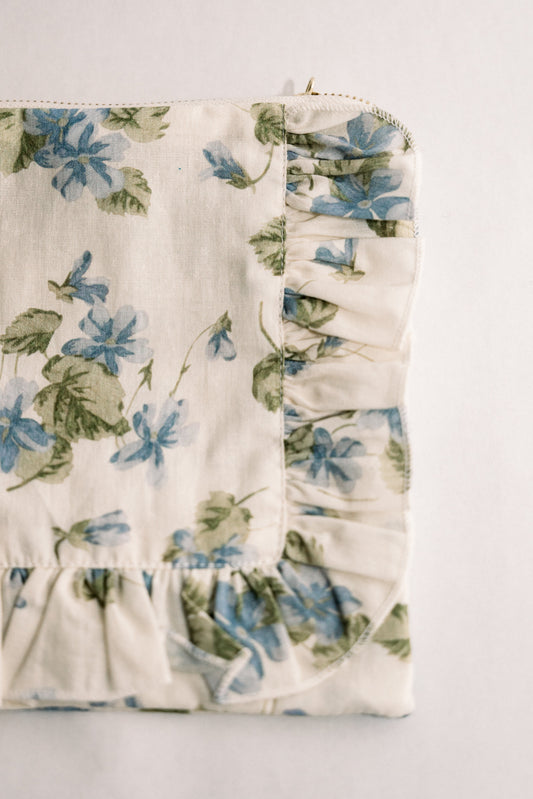 Cornflower Lane | Timeless Floral Ruffle Zipper Pouch