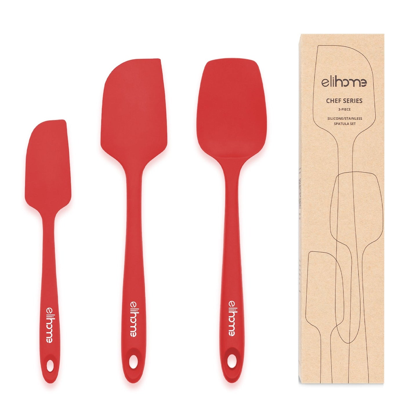 3 Piece Silicone Spatula Set - Red