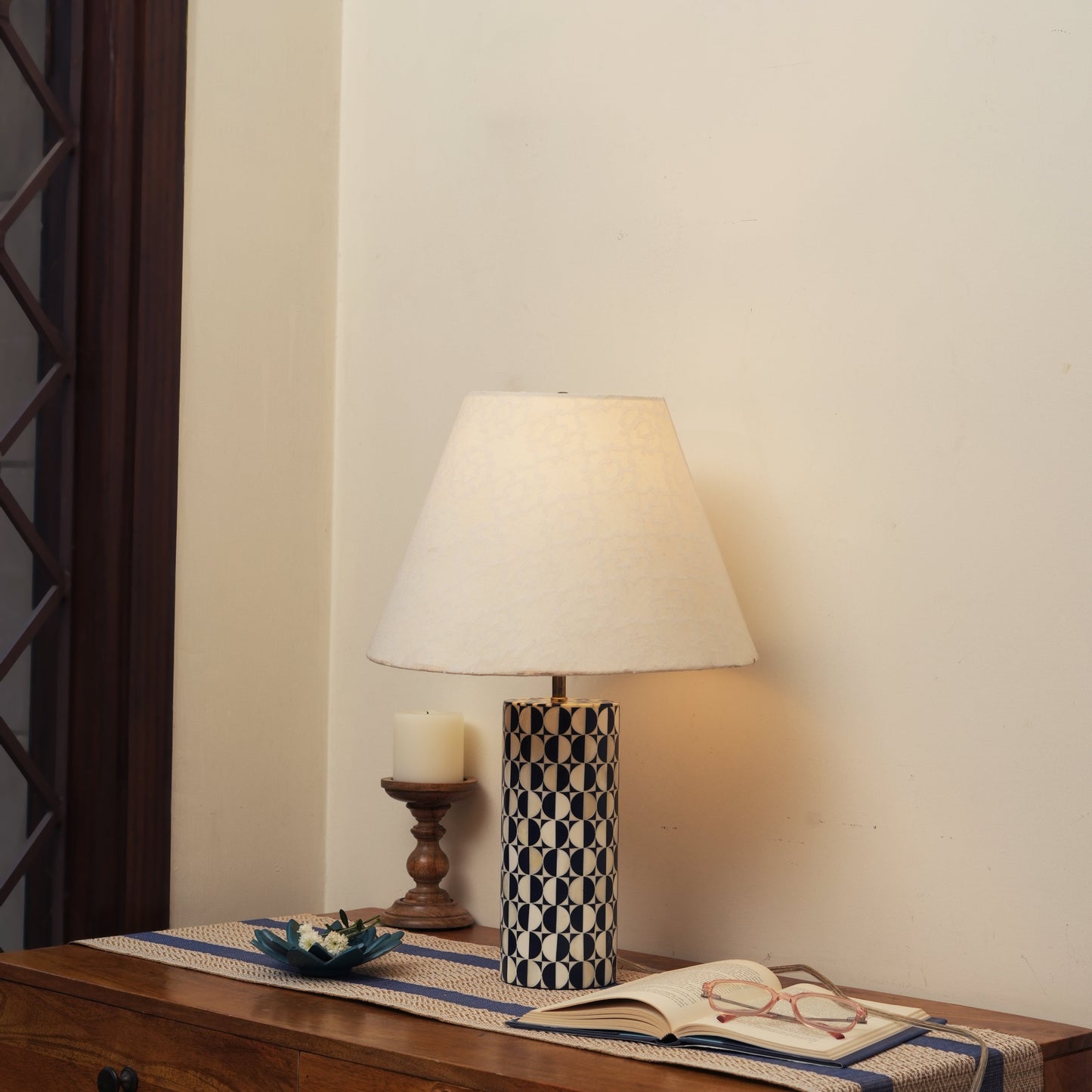 Geo Inlay Blue Table Lamp