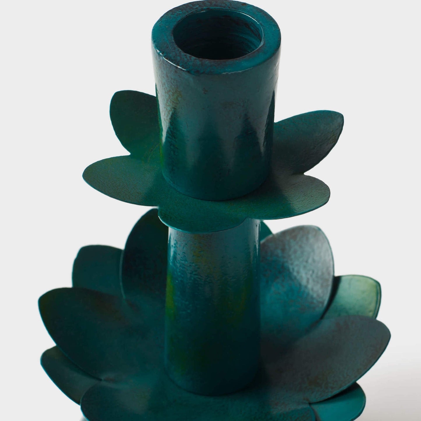 Green Lotus Bloom Tapered Candleholders