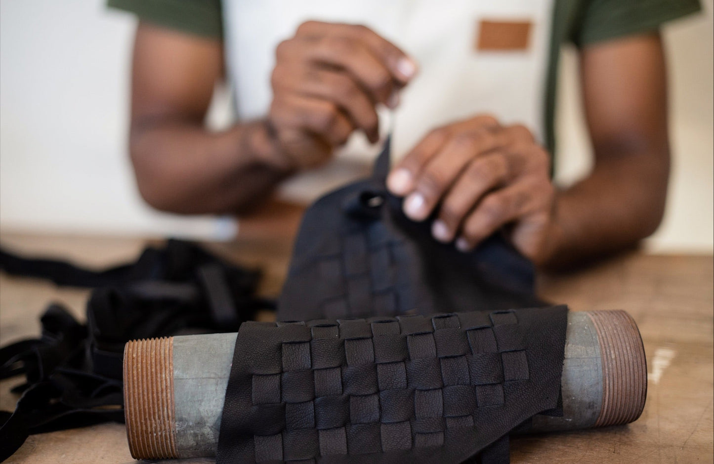 Woven Leather Shoulder Bag