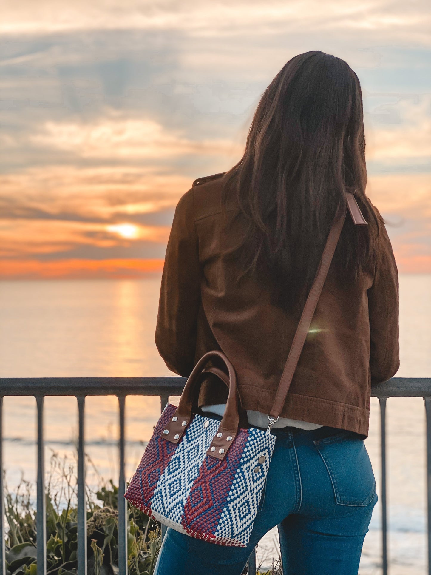 Piruli Small Woven Crossbody with Leather