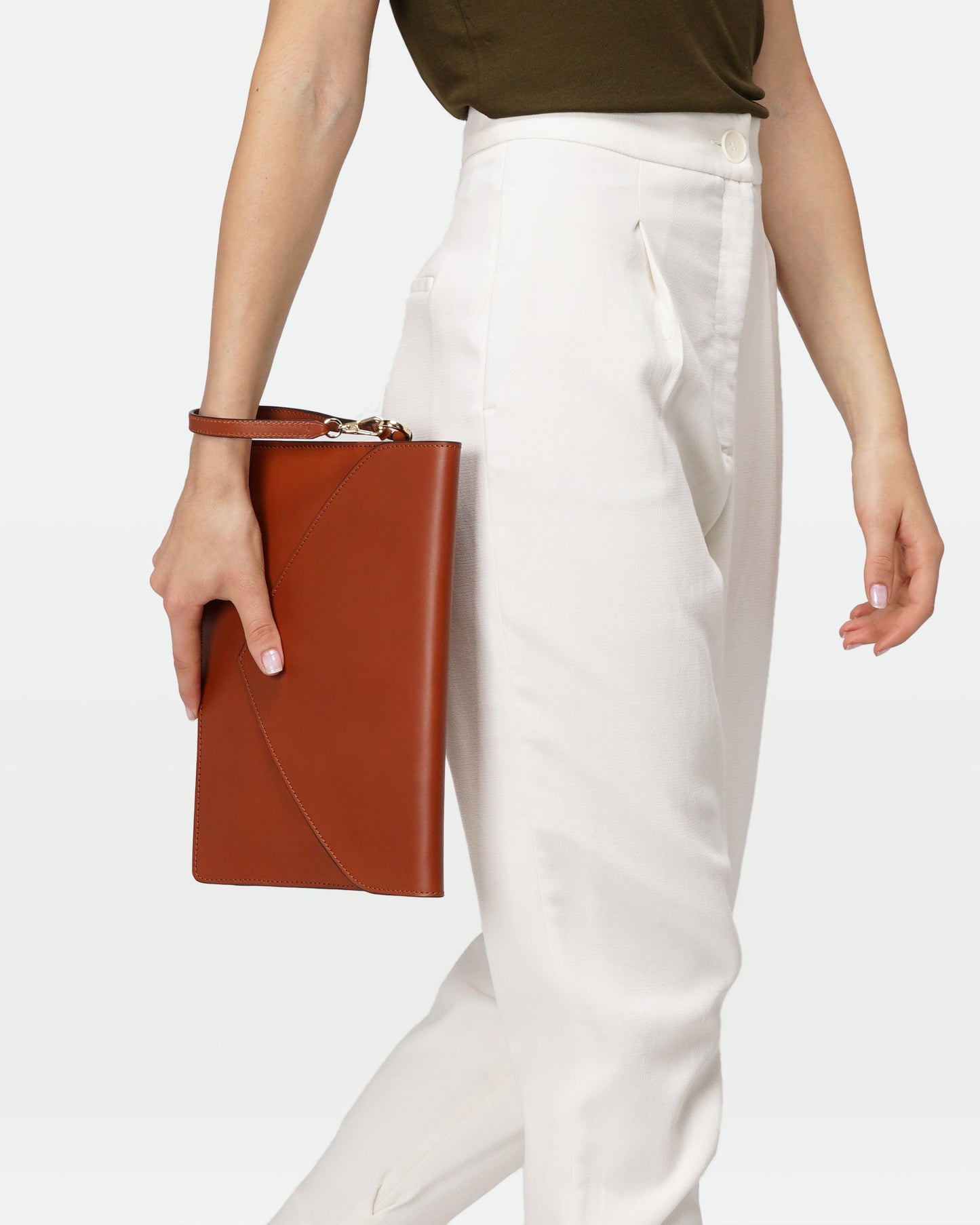 Envelope Clutch in Vegetable tanned calfskin and Suede Leather
