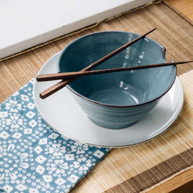 Chopsticks & Blue Bowl Set