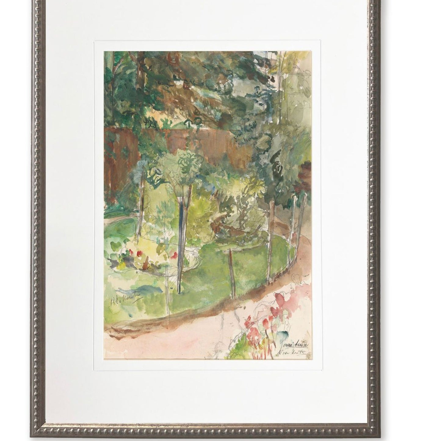 Garden Painting in Silver-Beaded Frame