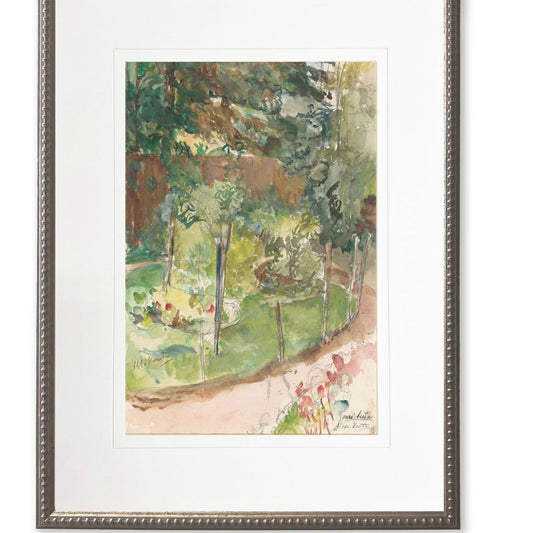 Garden Painting in Silver-Beaded Frame