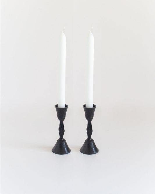 S/2 Low Diamond Candlestands - Black Finish