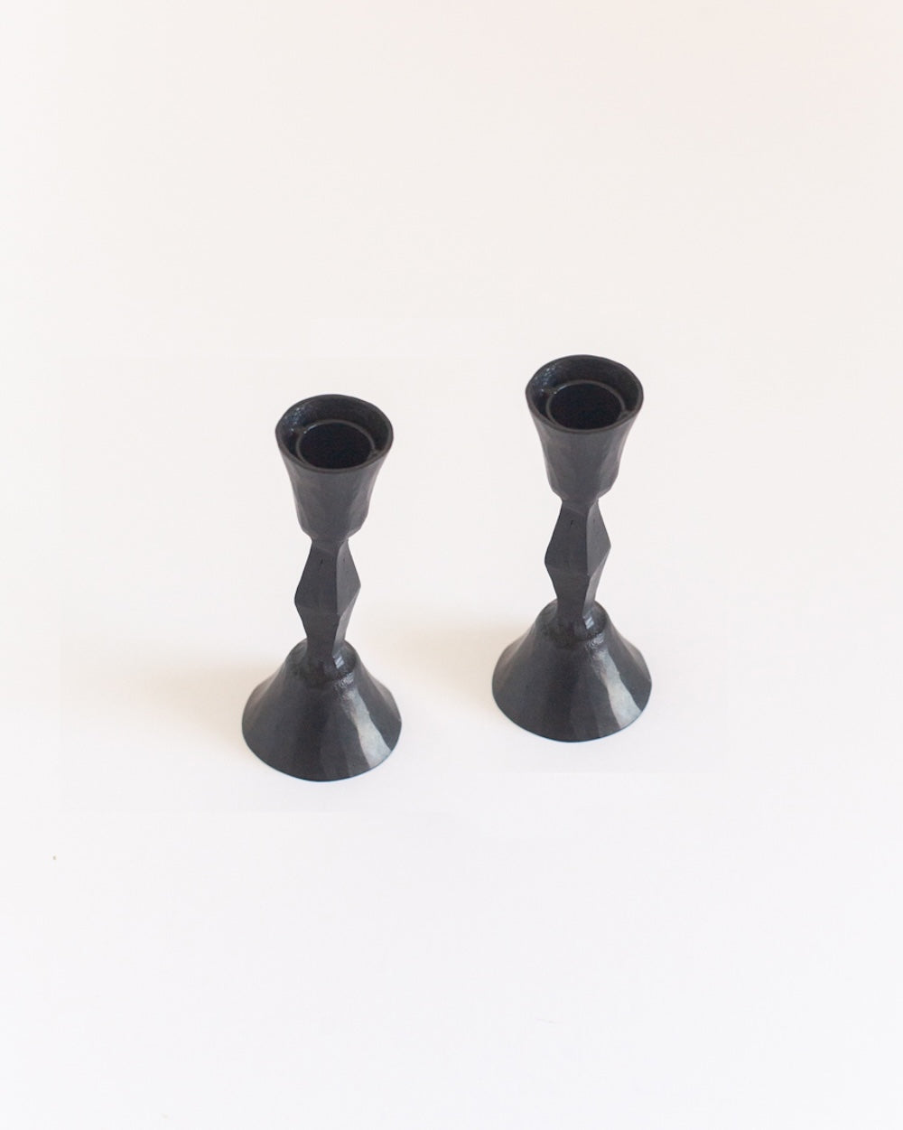 S/2 Low Diamond Candlestands - Black Finish