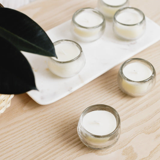 Pebbled Filled Mini-Votive Candles - Set of 6