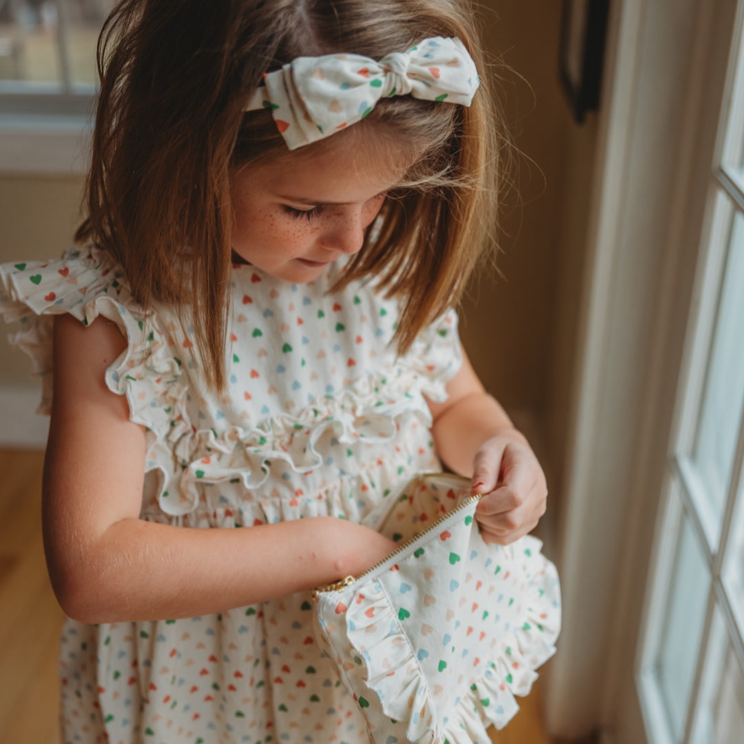 Love In Bloom | Timless Floral Ruffle Zipper Pouch