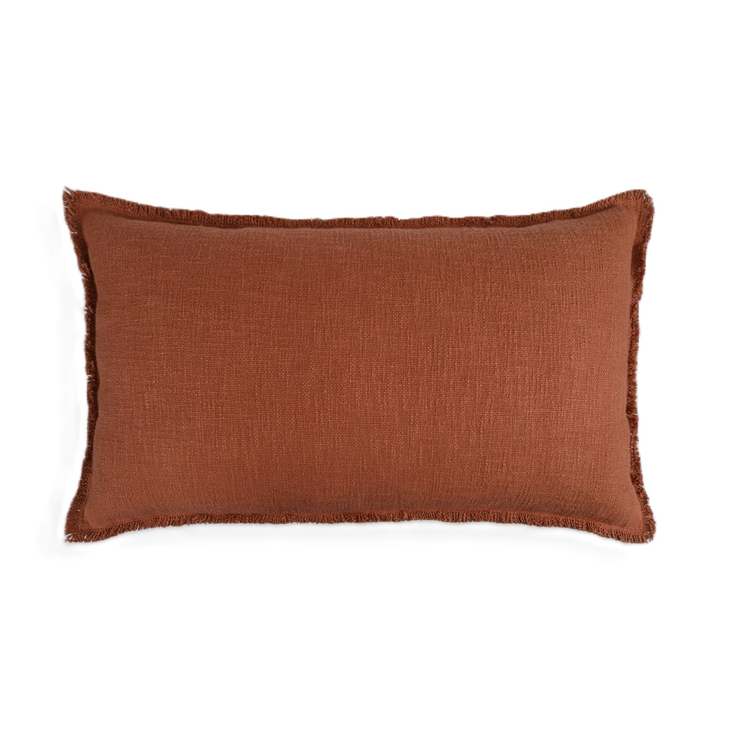 Organic Chic washed textured cotton solid lumbar pillow cover with frayed edges