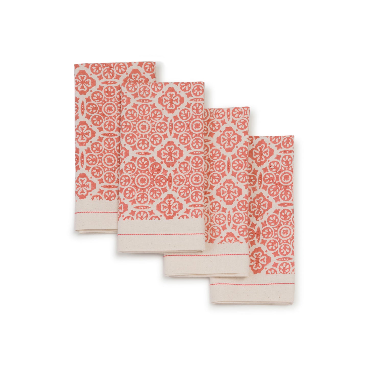 BREAZEALE Hand Block Printed Napkins - Set of 4. Cotton - Fair Trade - Artisan Made