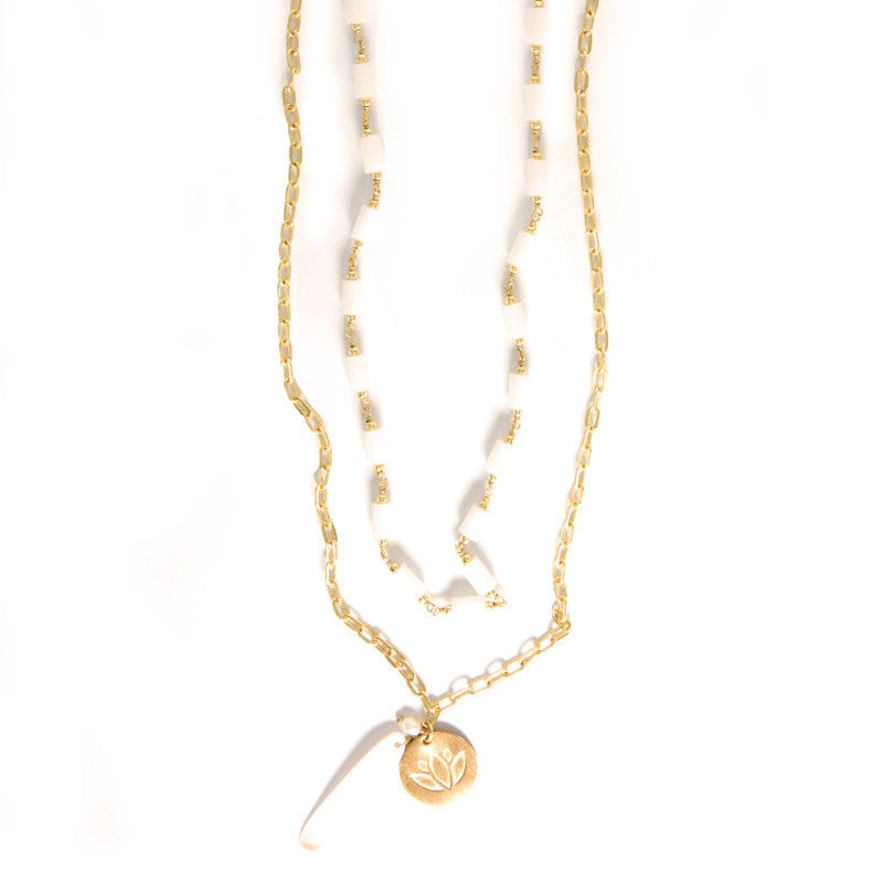 White Lotus Beaded Necklace