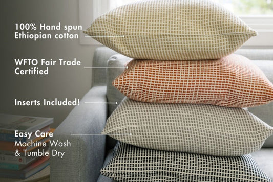 Akobo Handwoven Ethiopian Cotton Throw Pillow