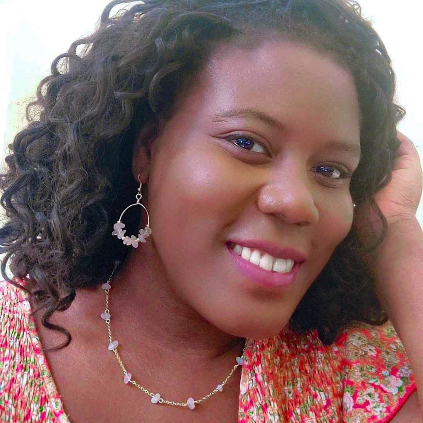 Alice Rose Quartz Earrings Wonderland Exclusive Gold Plated