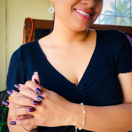 Aurora Gold Plated Cable Bracelet With Hand Wrapped Freshwater Pearls Limited Edition