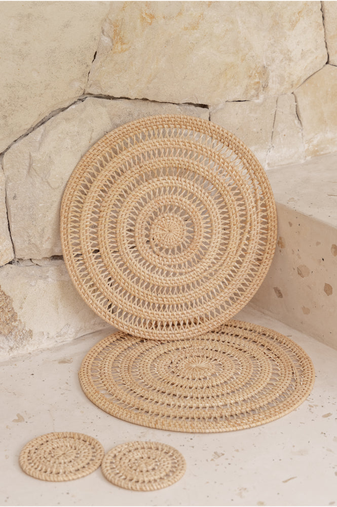 Woven Rattan Placemat Set