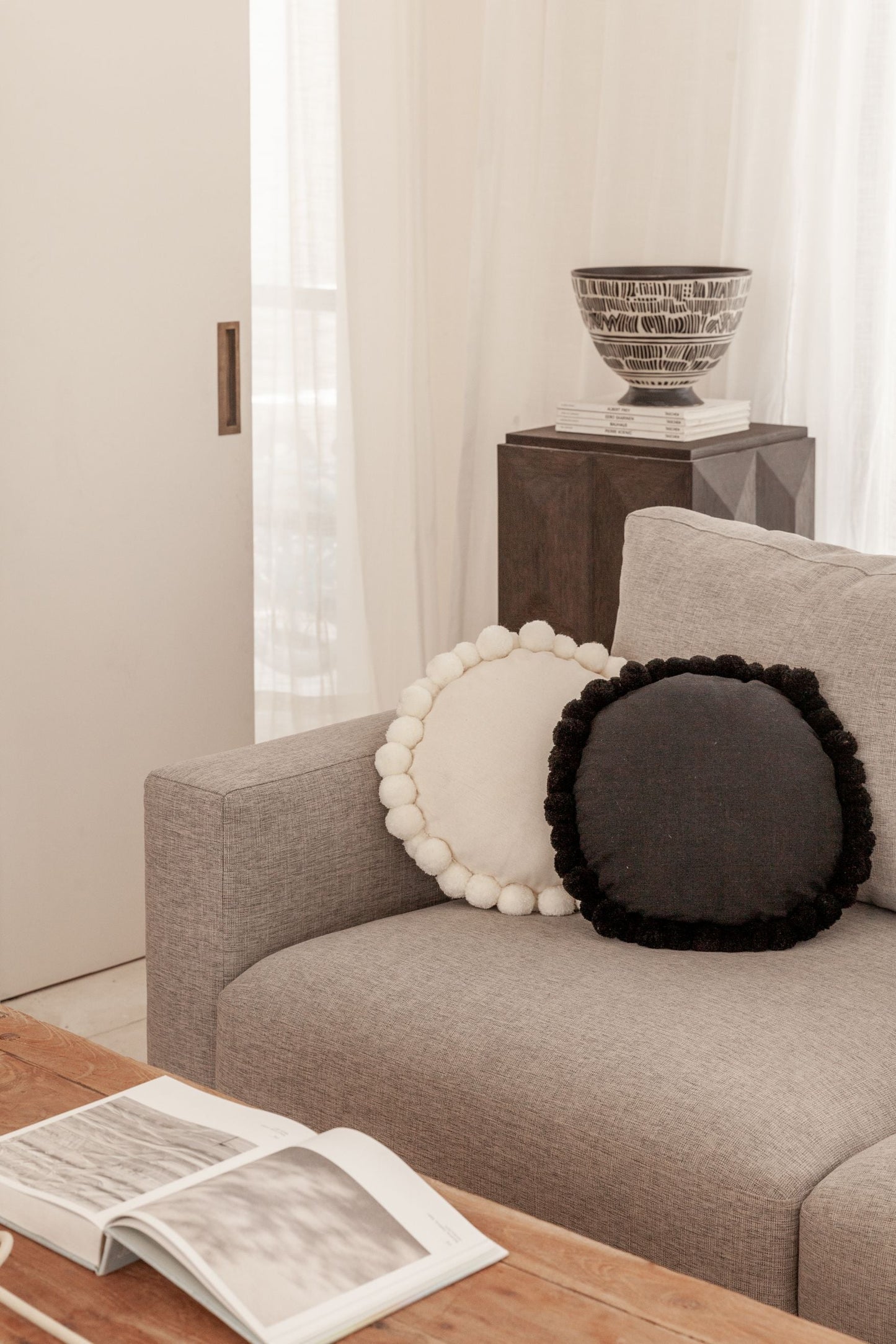Round Pom Pom Pillow