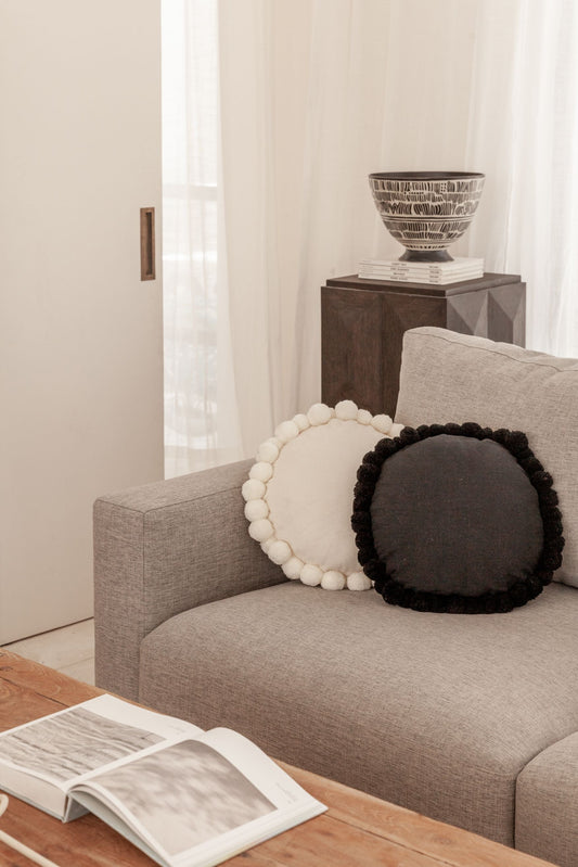 Round Pom Pom Pillow