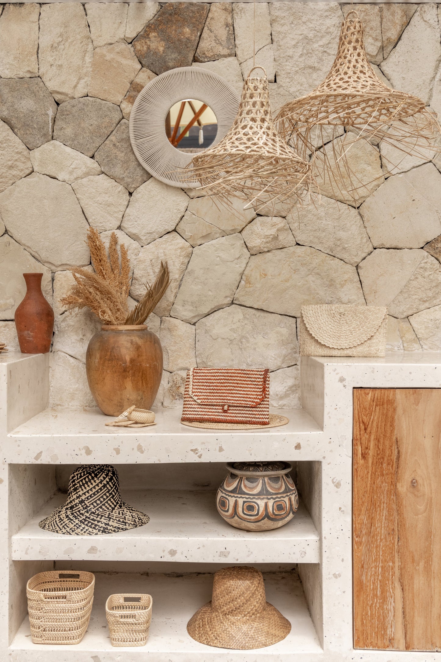 Stripes Rattan Clutch