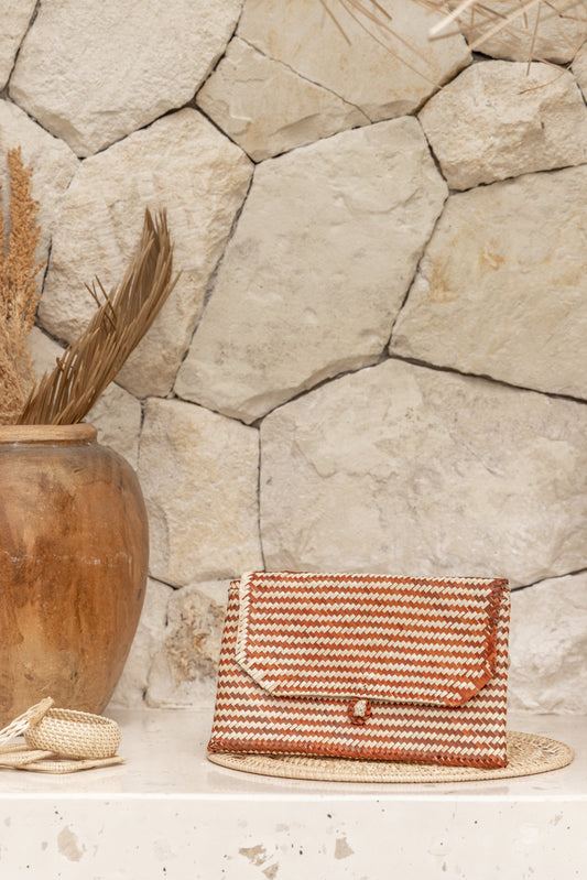 Stripes Rattan Clutch