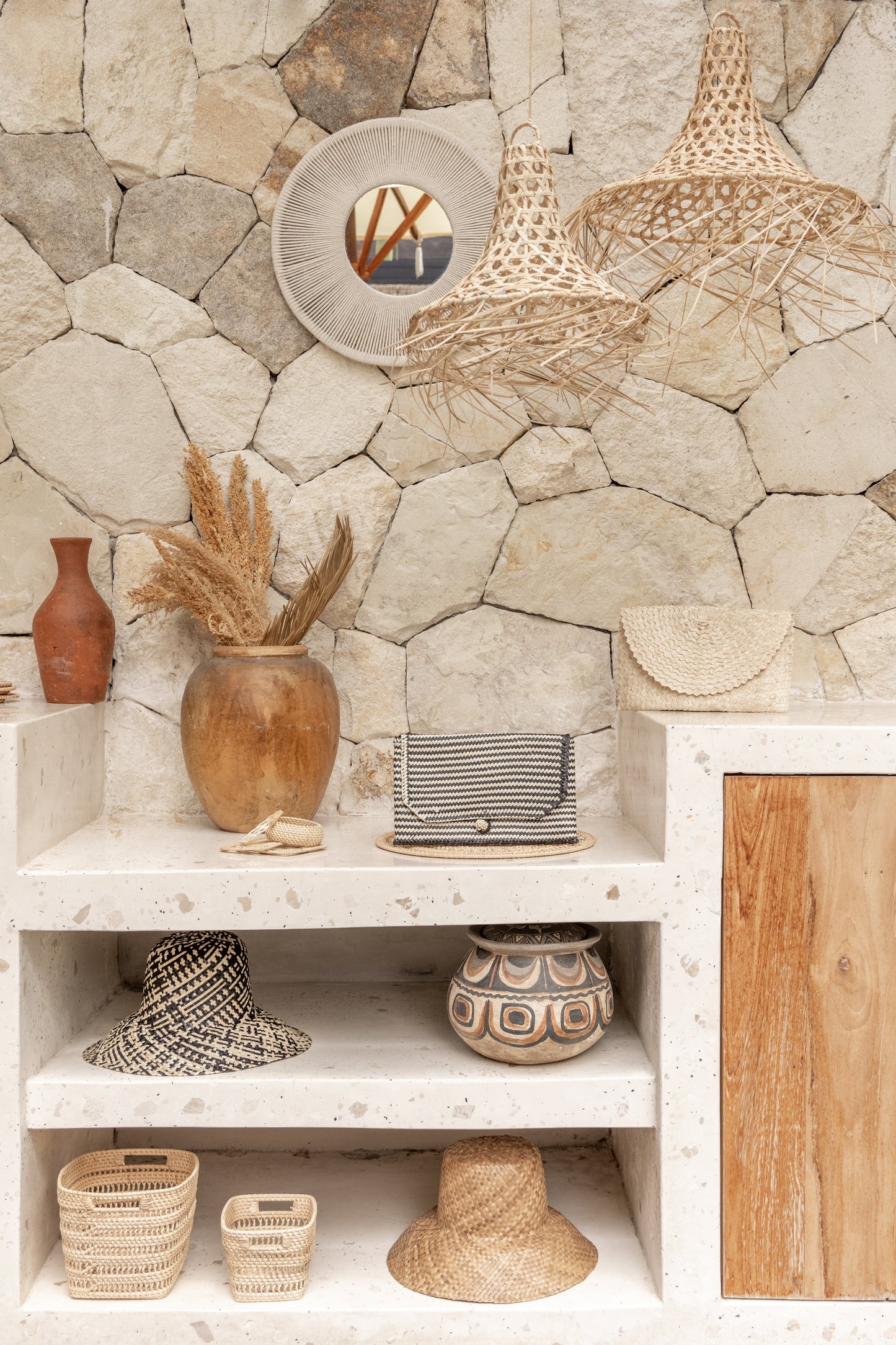 Stripes Rattan Clutch