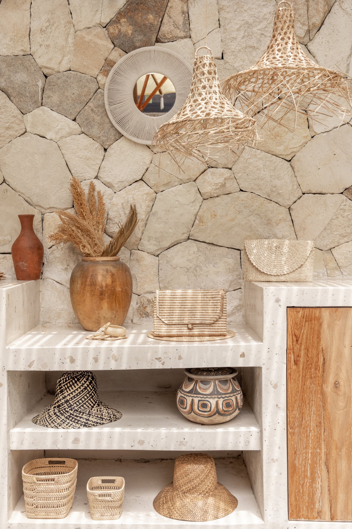 Stripes Rattan Clutch